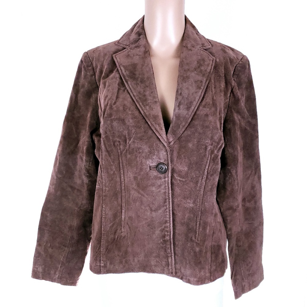 Relativity Women Leather Jacket Blazer Button Size PL